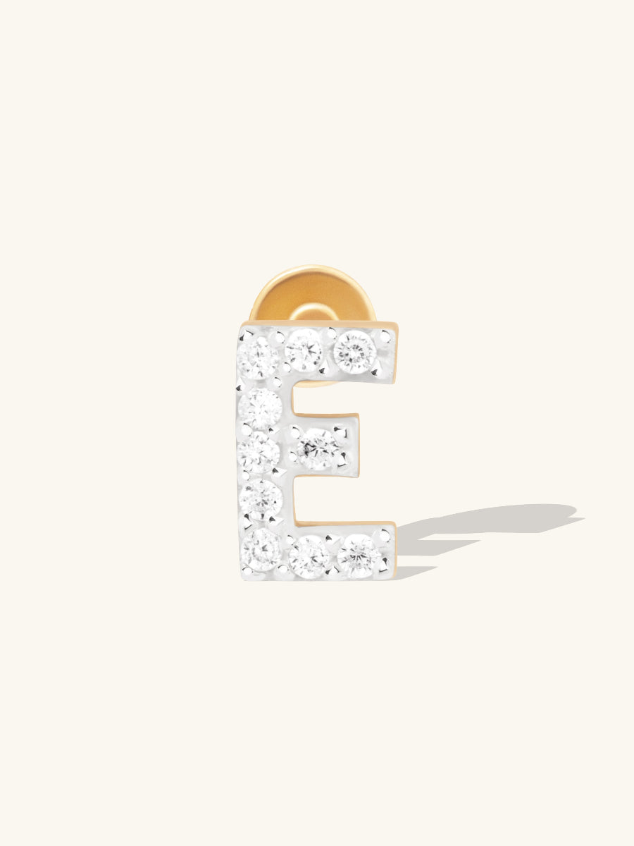 Alphabet Pave Flat Back Earring | 14K Gold Plated Brass