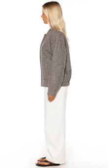 Warren Boucle Button Up Bomber Jacket | Grey