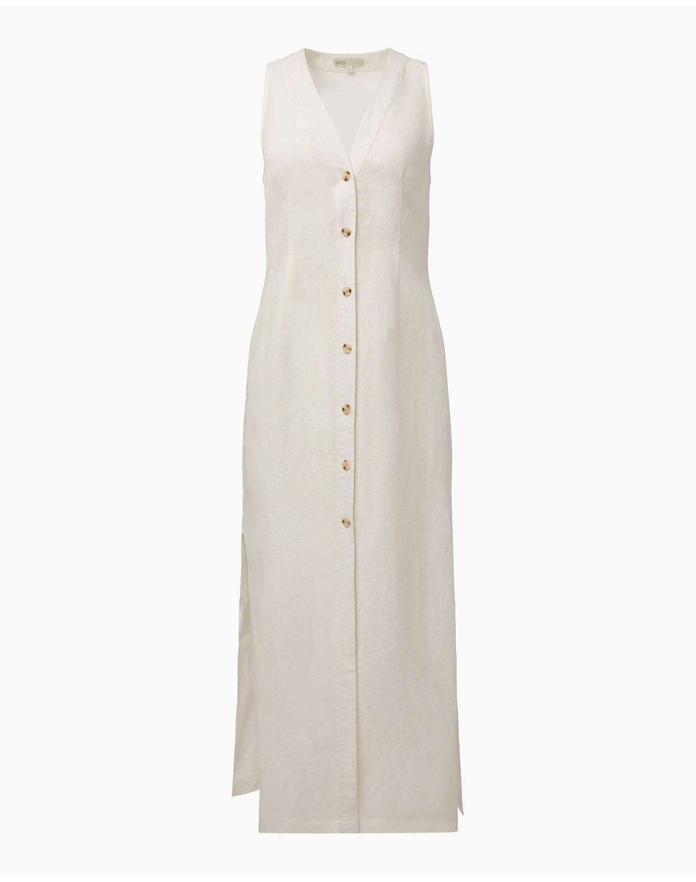 Women | Air Linen Button Down Maxi Dress | White