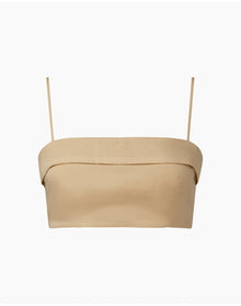 Women | Air Linen Foldover Cropped Top | Jute