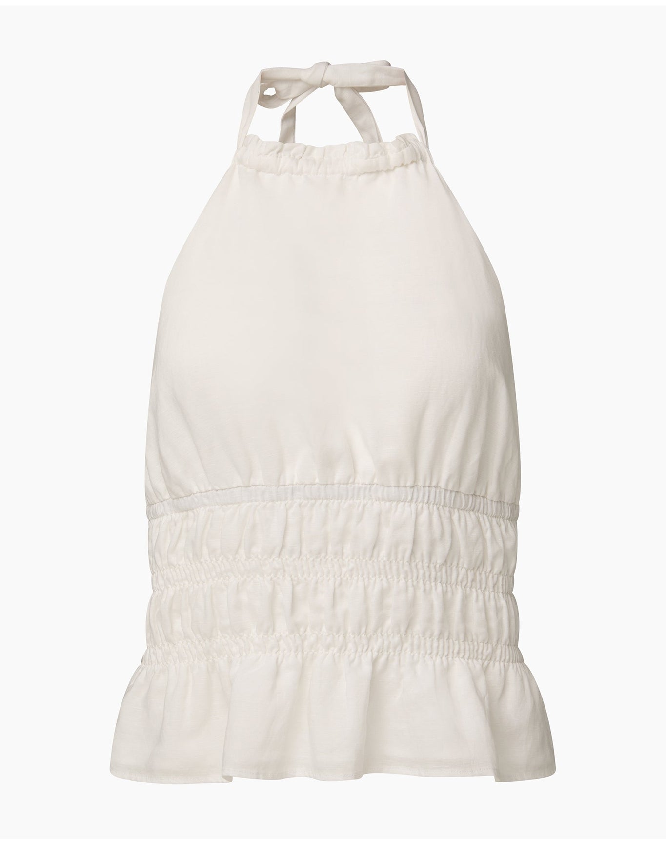 Women | Air Linen Smocked Halter Top | White