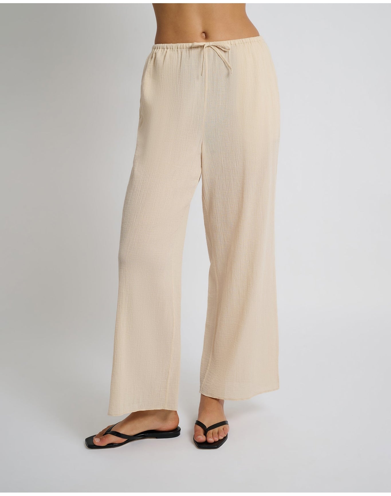 Women | Crinkle Gauze Drawstring Pant | Sandshell