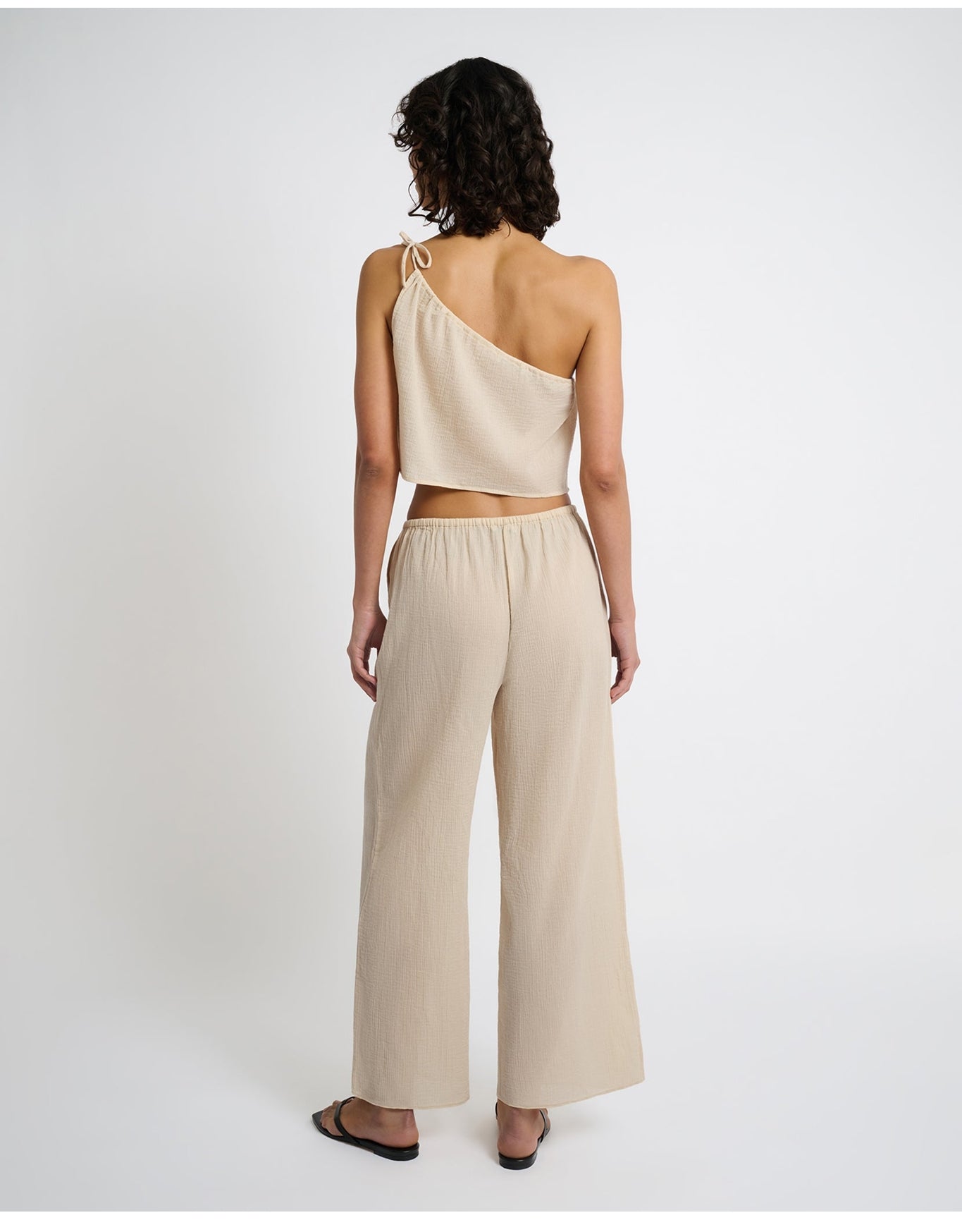 Women | Crinkle Gauze Drawstring Pant | Sandshell