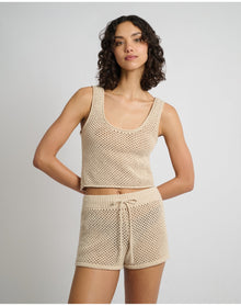 Women | Crochet Knit Scoop Tank | Sandshell