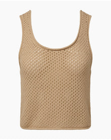 Women | Crochet Knit Scoop Tank | Sandshell
