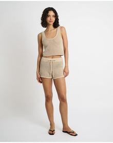 Women | Crochet Knit Scoop Tank | Sandshell