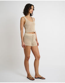 Women | Crochet Knit Scoop Tank | Sandshell