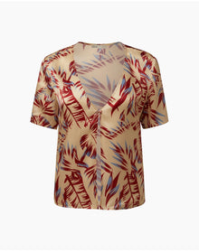 Women | Silk Short Sleeve Shirt | Tan