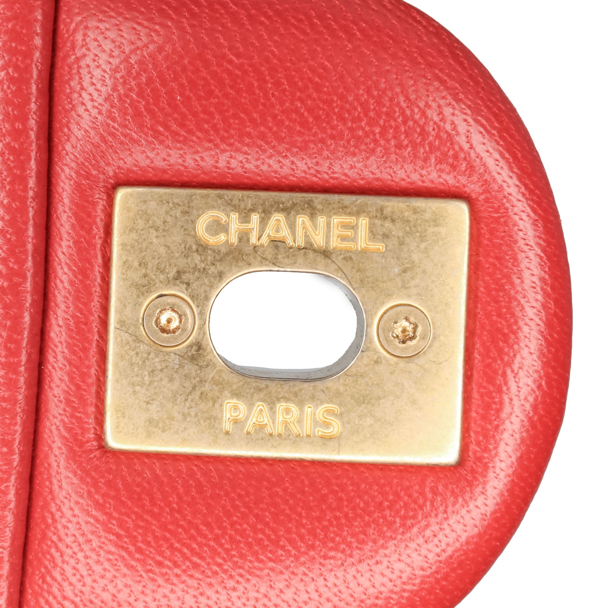 Chanel | Pre-Owned Small Quilted Lambskin Chain Link Flap | Red