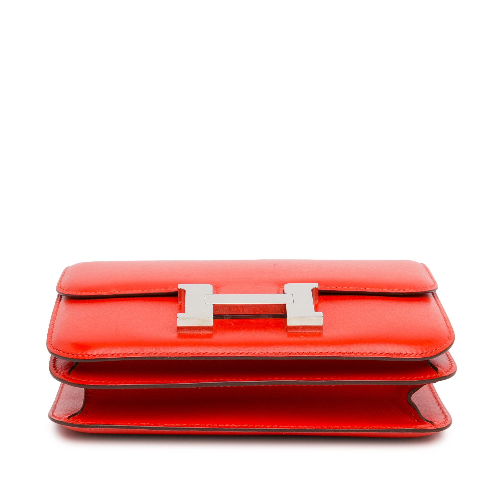 Hermes | Pre-Owned Mini Tadelakt Constance 18 with Golden Logo | Red
