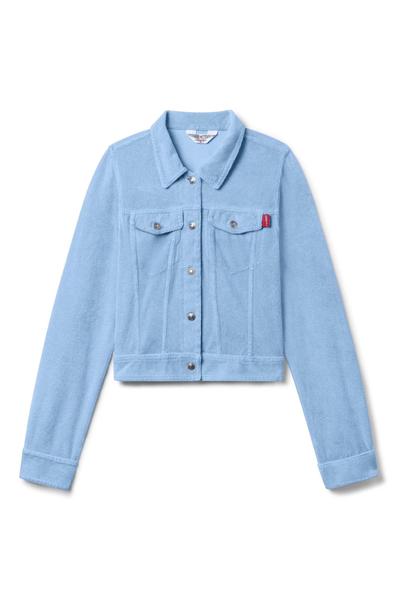 Women | Vintage Terry Cropped Jean Jacket | Periwinkle