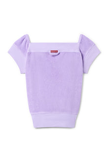 Women | Vintage Terry Off Shoulder Boho Zip Top | Lilac
