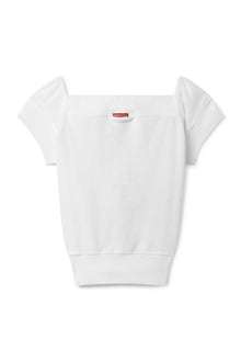 Women | Vintage Terry Off Shoulder Boho Zip Top | White