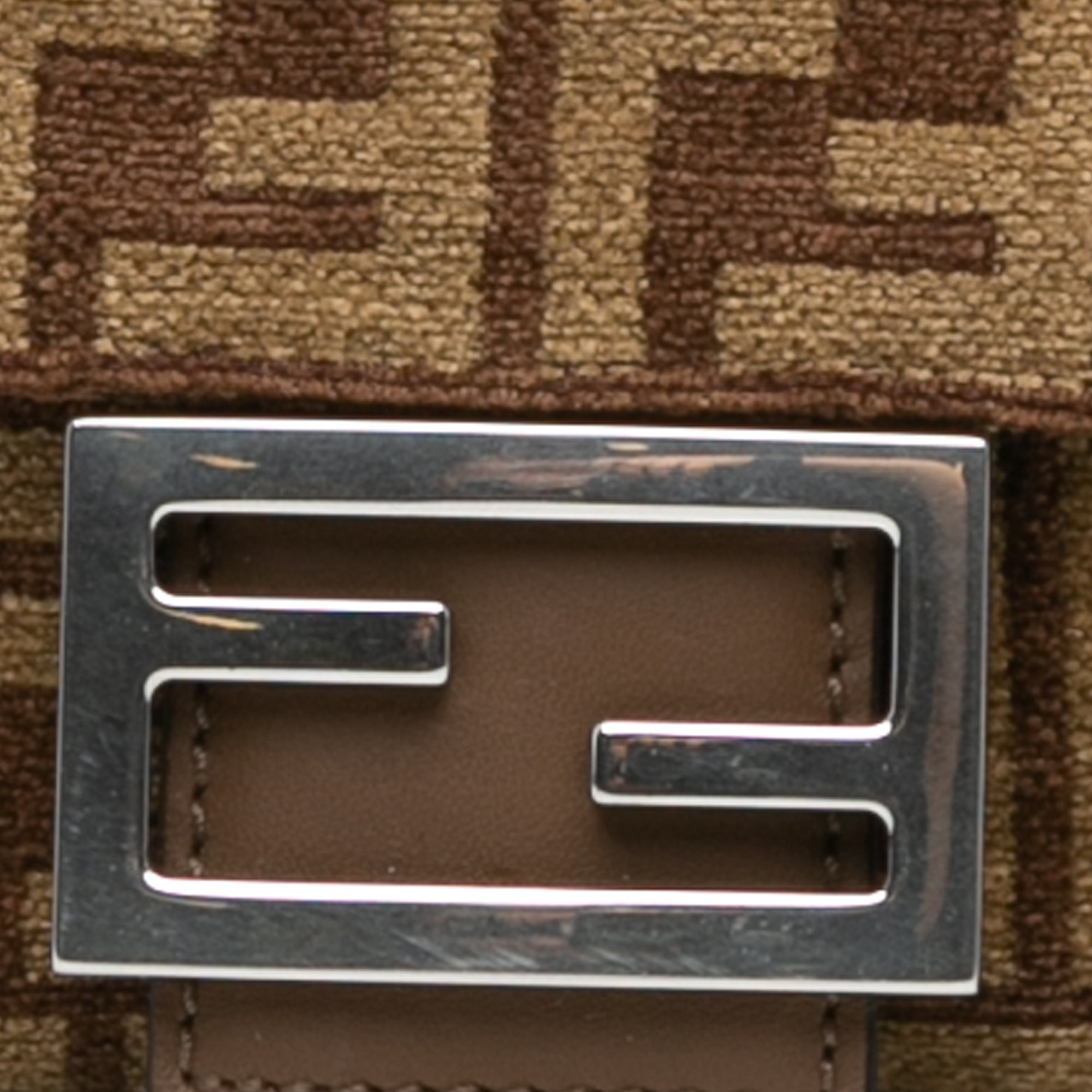 Fendi | Pre-Owned Zucca Wool Chain Midi Baguette | Brown