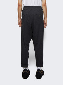 Men | Balmain | Drawstring Flannel Pants Dark Grey