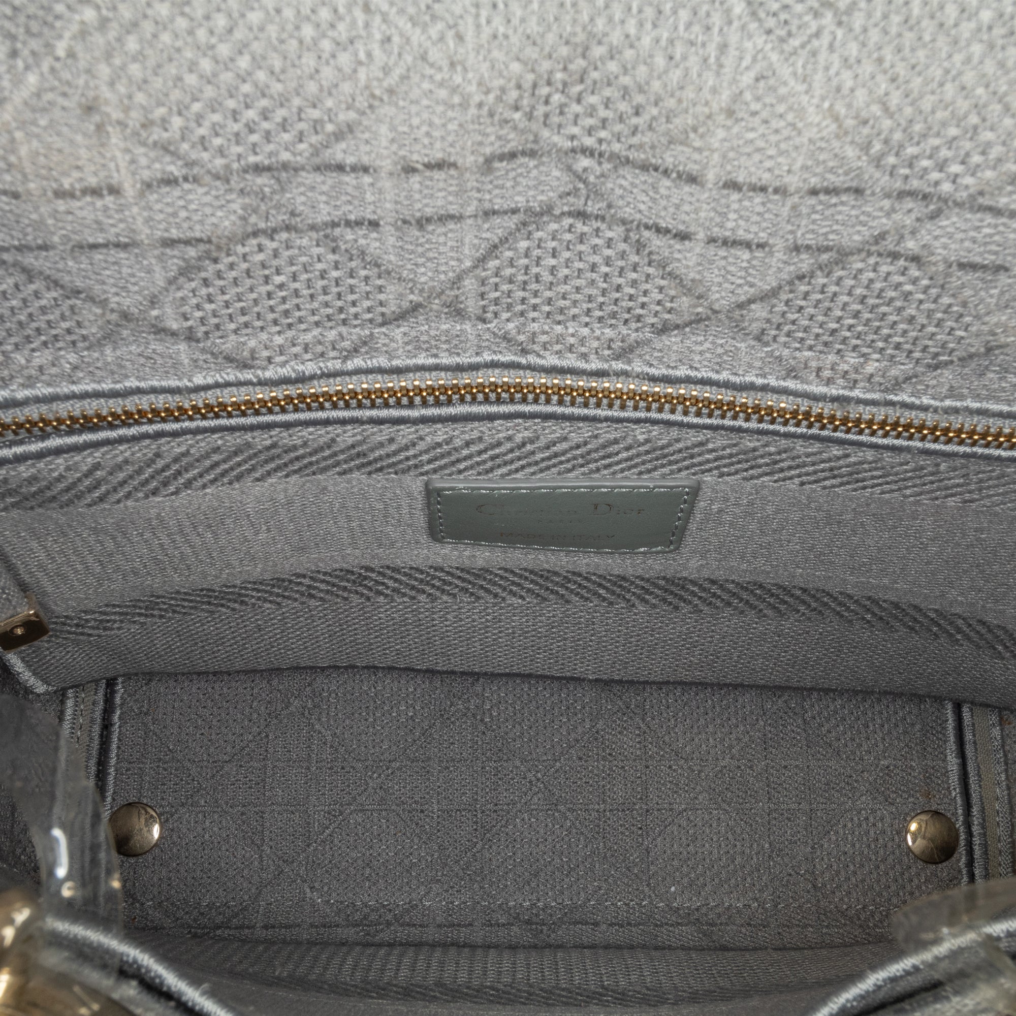 Dior | Pre-Owned Medium Canvas Cannage Lady D Lite - III | Gray/Light Gray