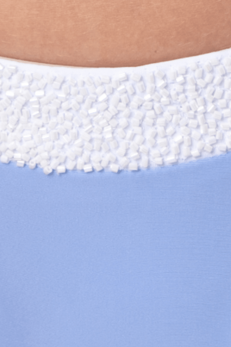 Zenya Hand - Beaded Embellished Bikini Bottom - White/Blue - Self - Adore