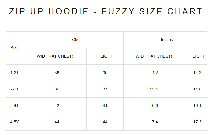 Product size guide