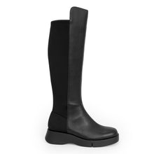 Flavia Boot Flatform | Black Pebbled Leather/Neoprene