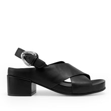 Chrystie Sandal Block Heel | Black Faux Calf