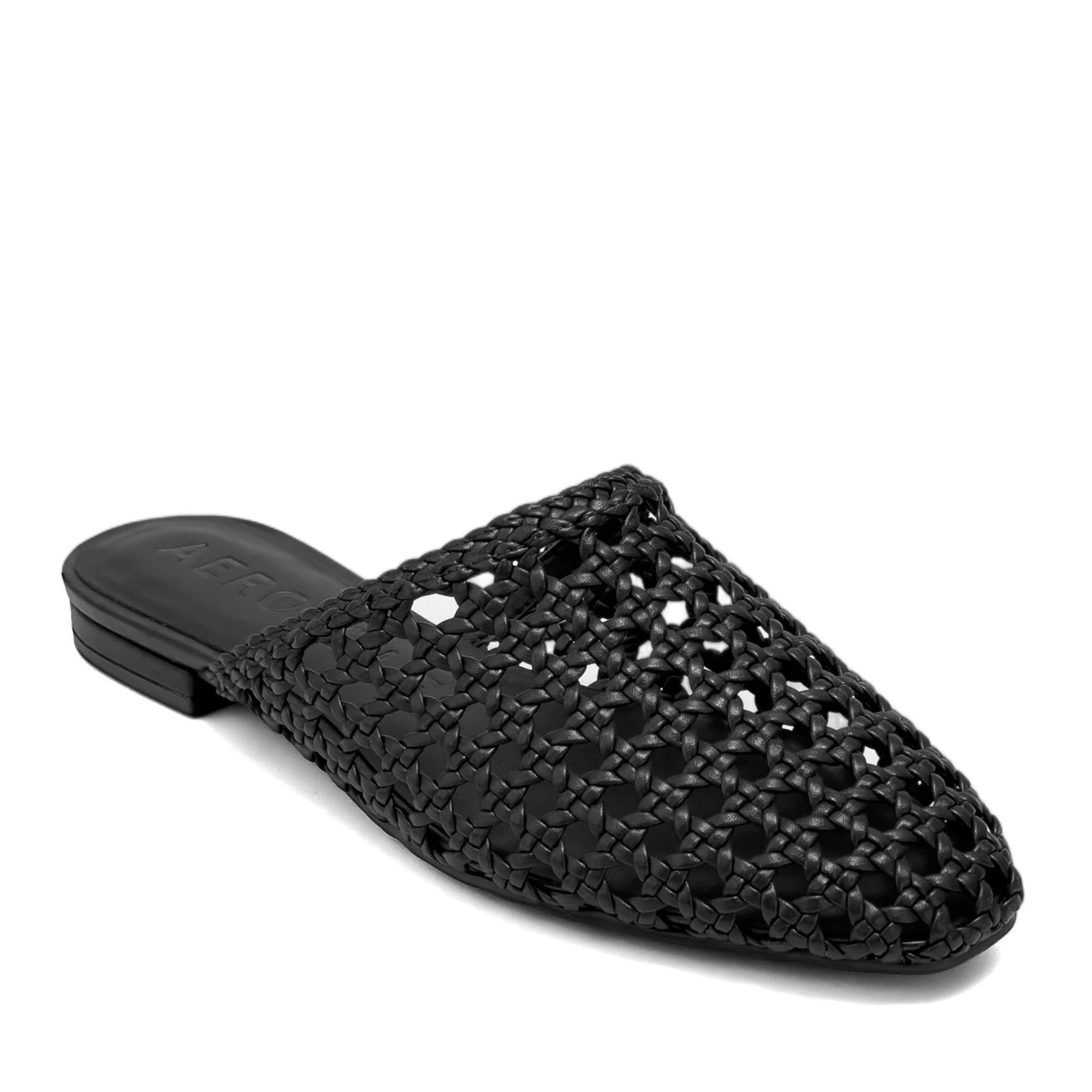 Assia Dress Flat | Black Faux Open Woven