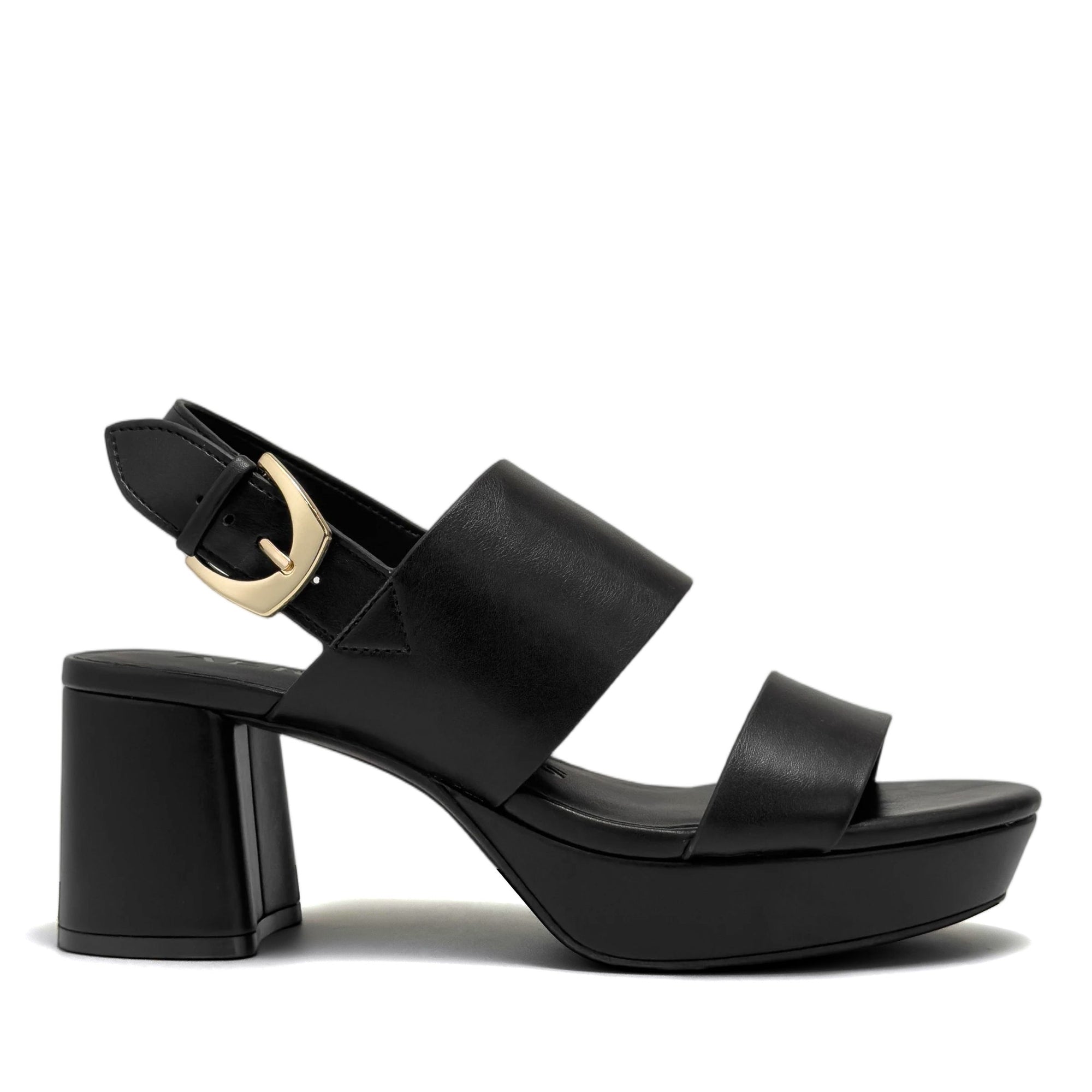 Daily Sandal Block Heel | Black Faux Burnished Calf