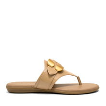 Glam Sandal Flat | Beige Bisque Faux Patent