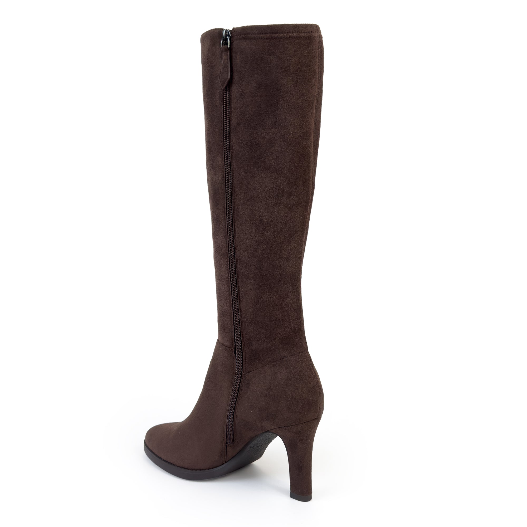 Lynx Boot Mid Heel Dress | Java Faux Suede