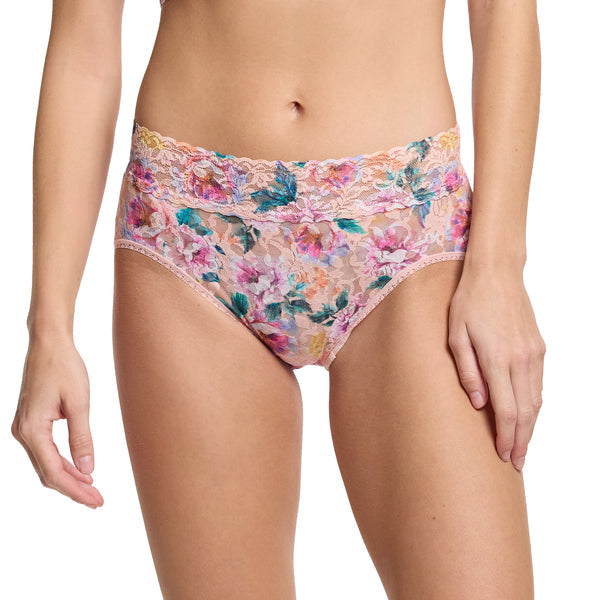 Signature Lace V-Front Brief | Buy Myself Flowers (Peach)