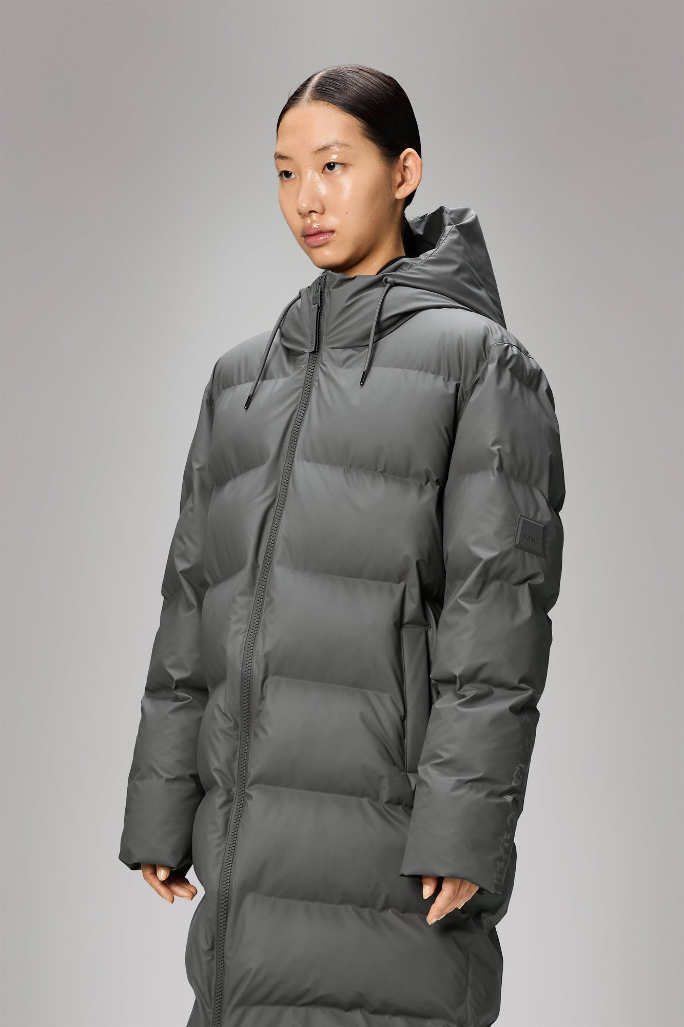 Rains Alta Longer Puffer Jacket Grey Jacket