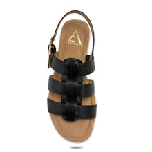 Jara Sandal Flat | Black Faux Nappa