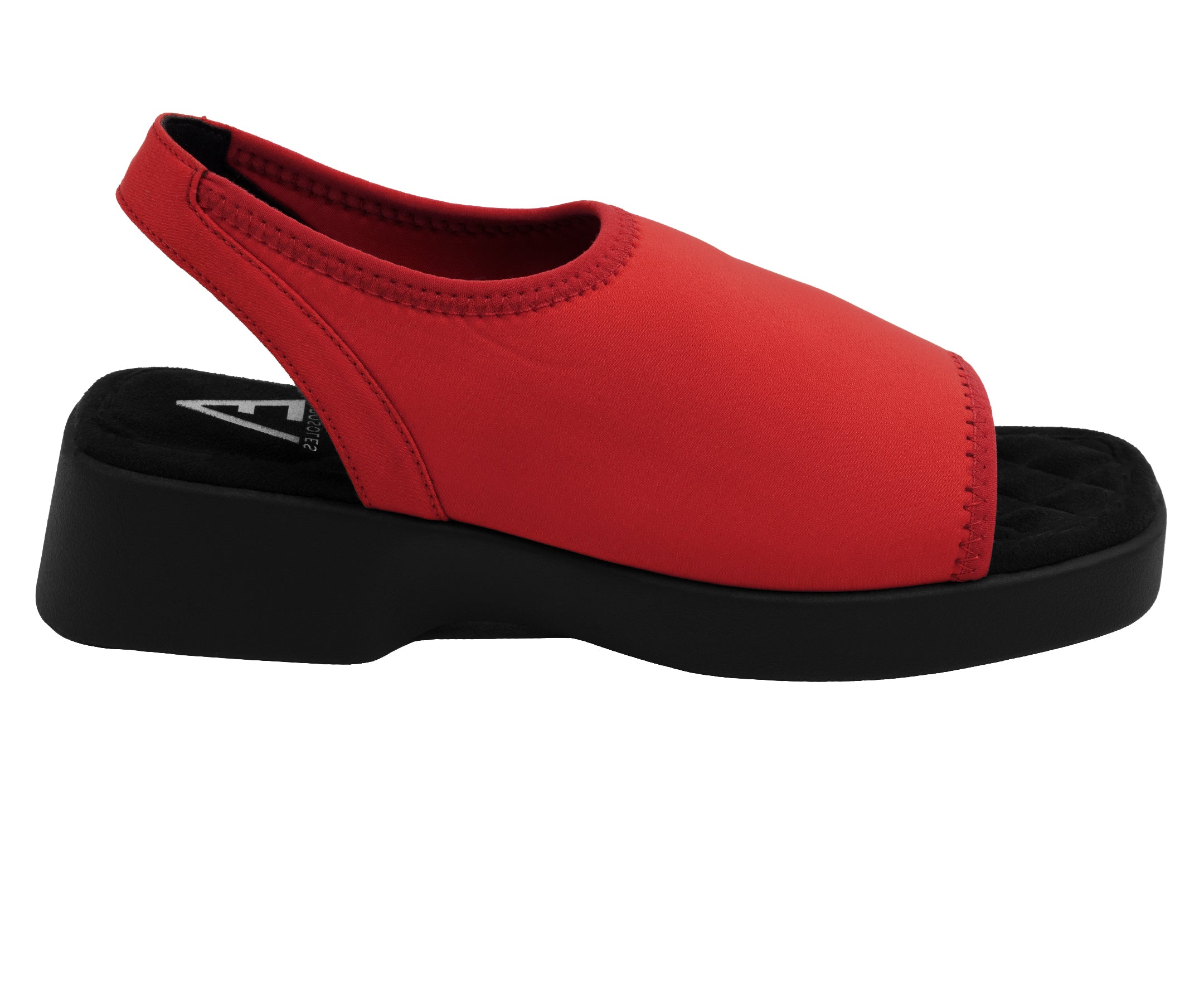 Azura Sandal Flat | Racing Red Stretch Gaberdine