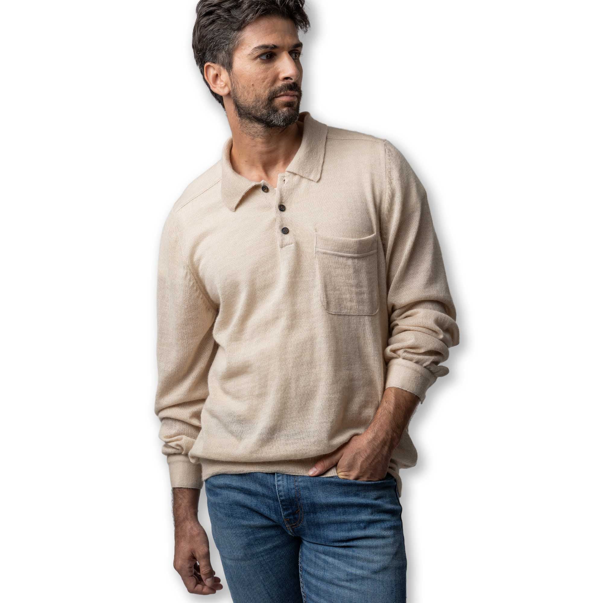 Mens | Knit Polo | Light Beige