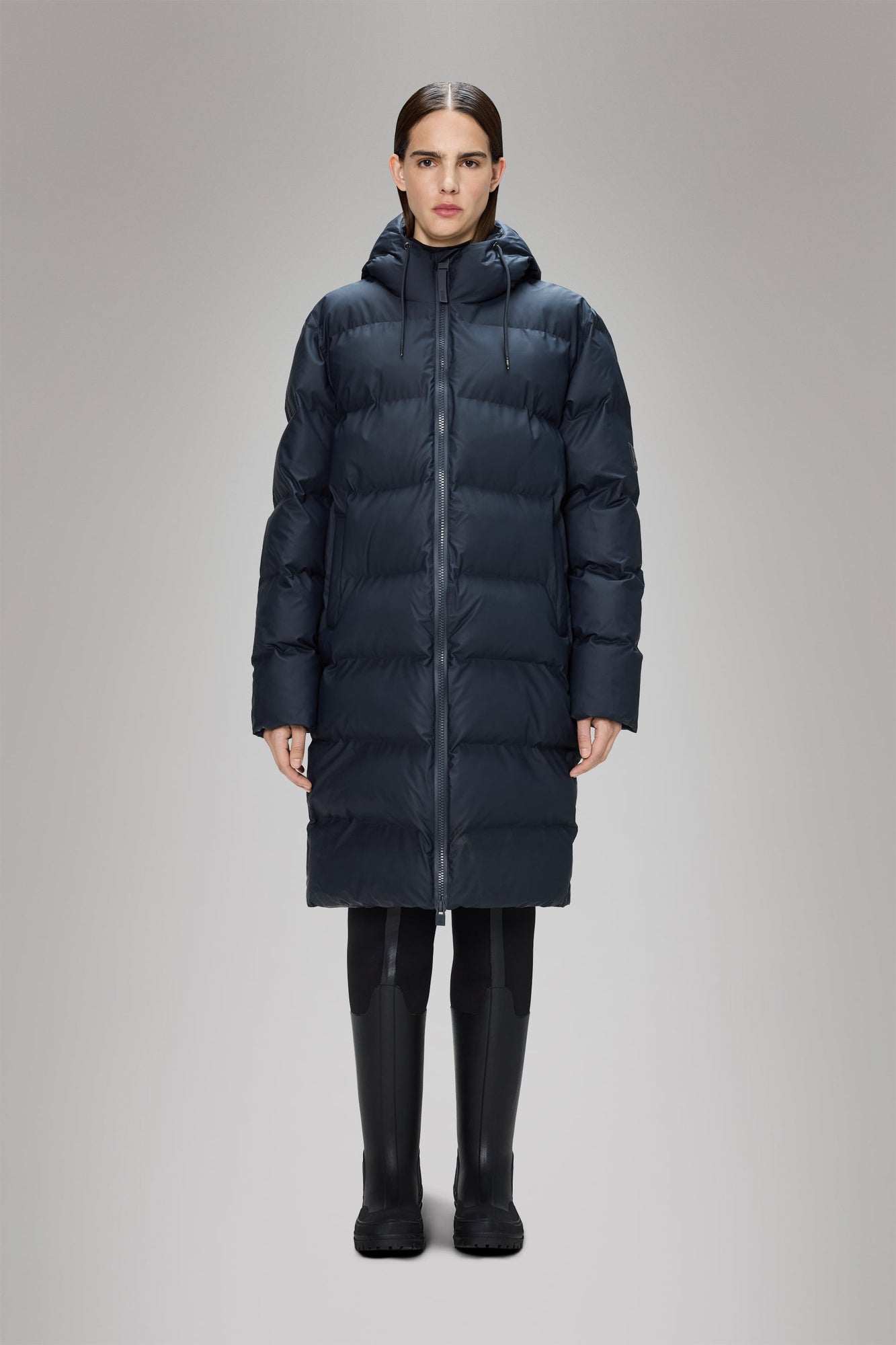 Rains Alta Longer Puffer Jacket Navy Jacket
