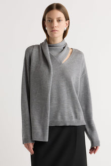 Marije | Amanda Scarf-Neck Wool Sweater in Size Small