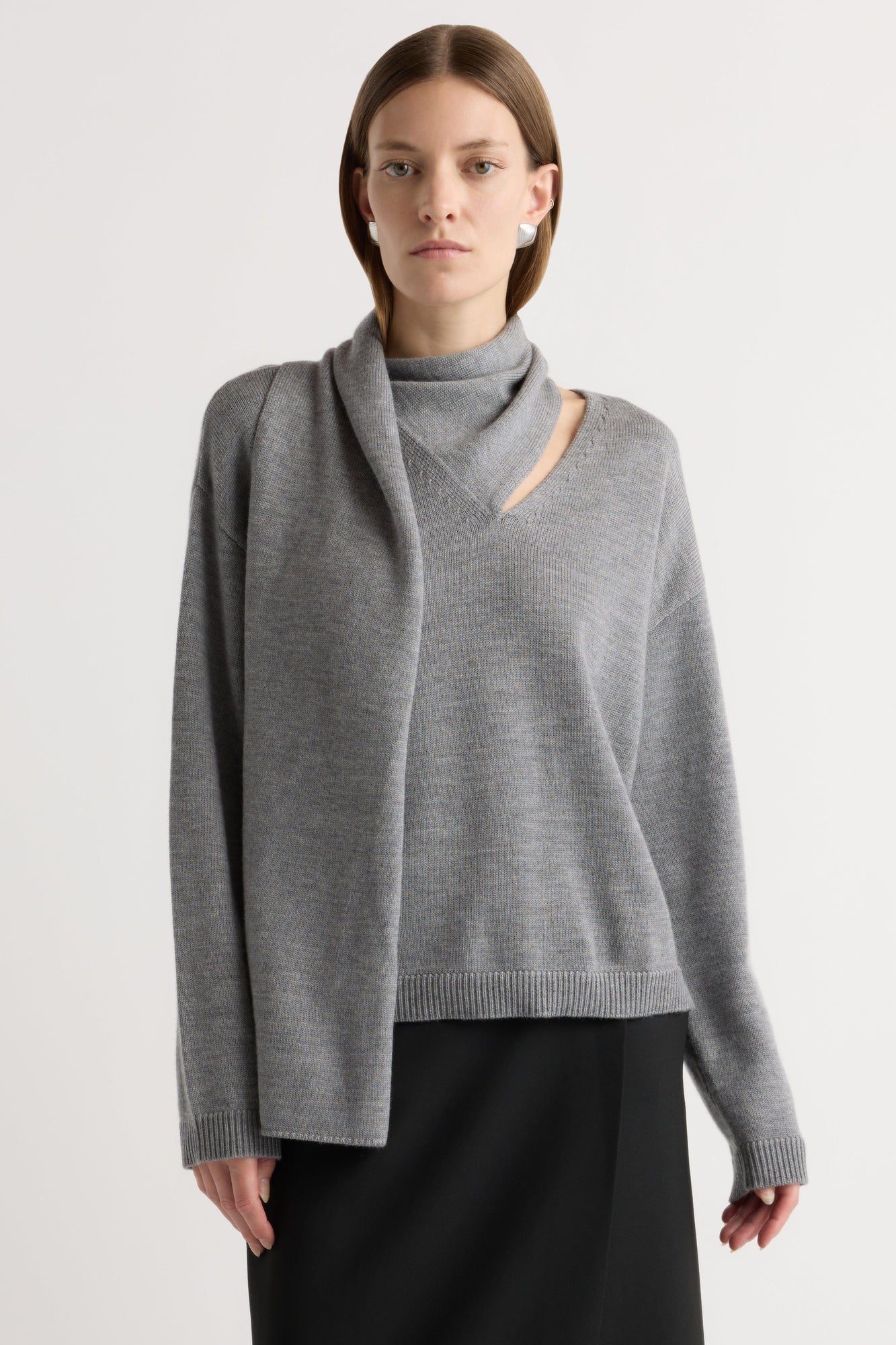 Marije | Amanda Scarf-Neck Wool Sweater in Size Small