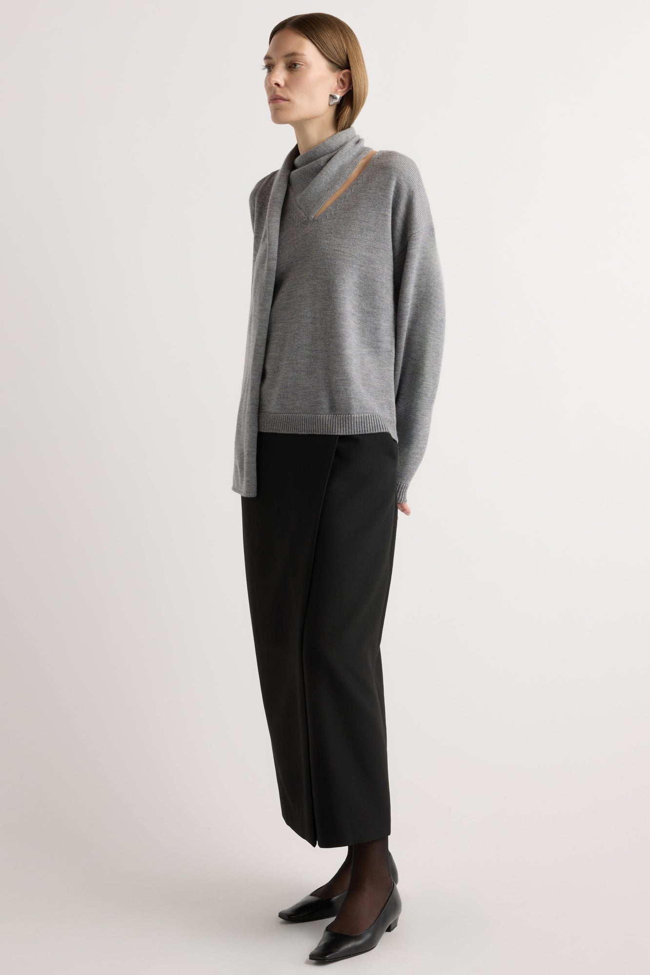 Marije | Amanda Scarf-Neck Wool Sweater in Size Small