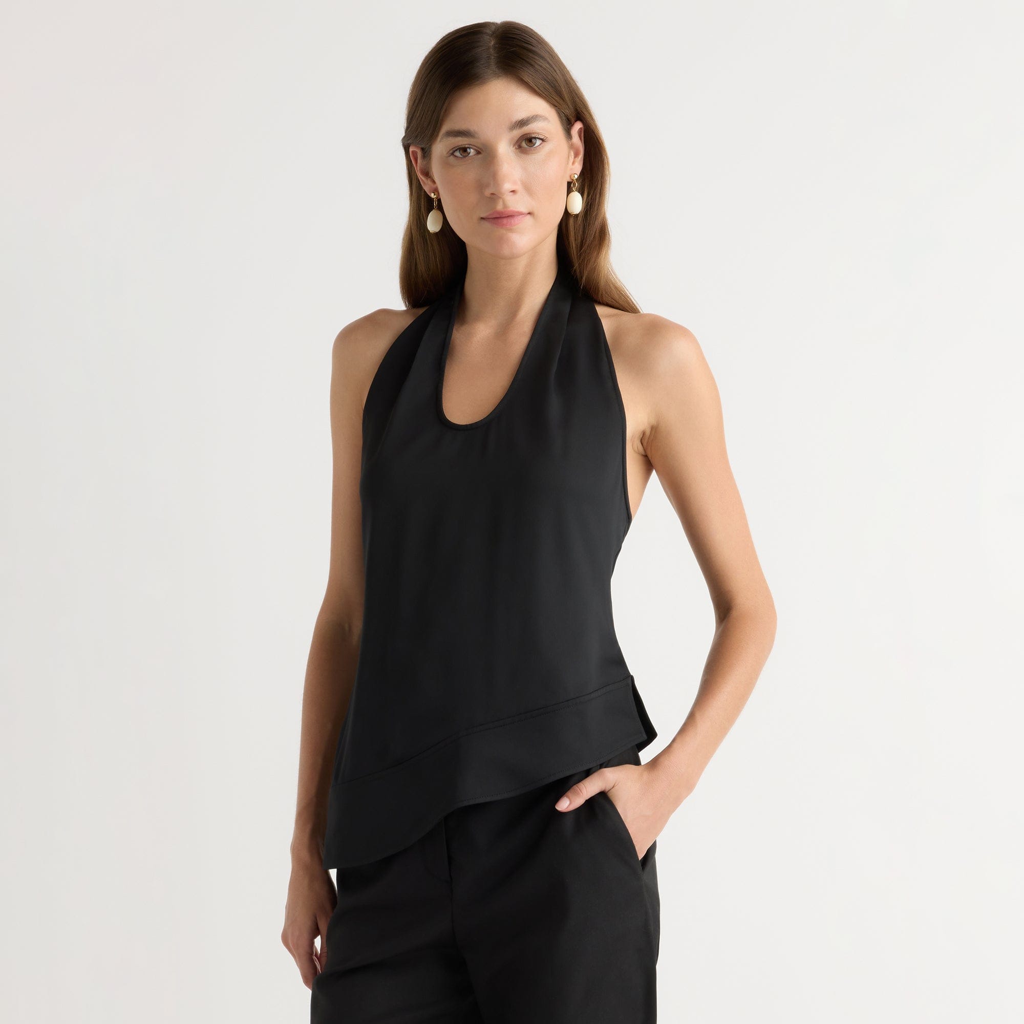 Renee | Anju Asymmetric-Hem Halter Blouse in Size Extra Small
