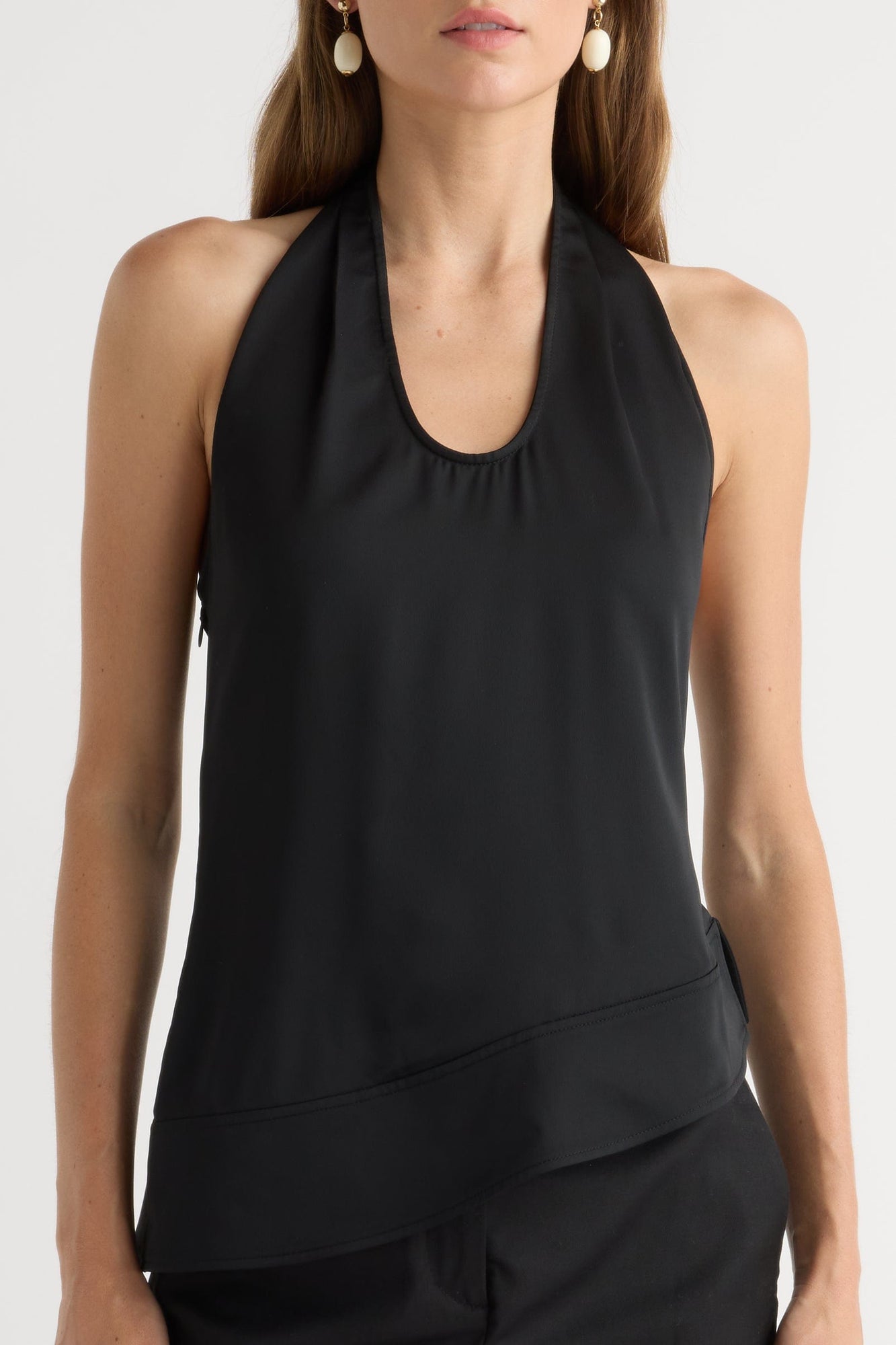 Renee | Anju Asymmetric-Hem Halter Blouse in Size Extra Small