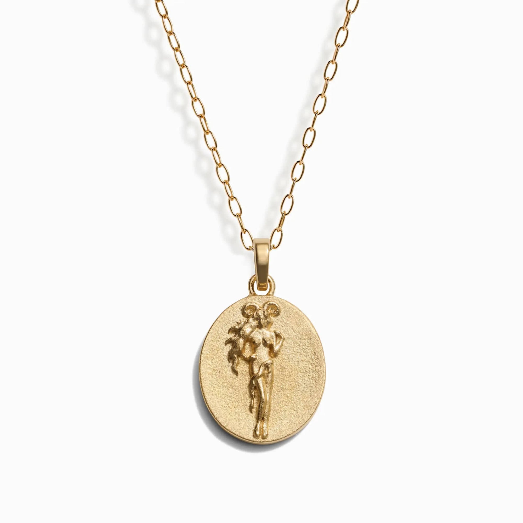 Zodiac Goddess Pendant + Mini Paperclip Chain | 14K Yellow Gold Vermeil