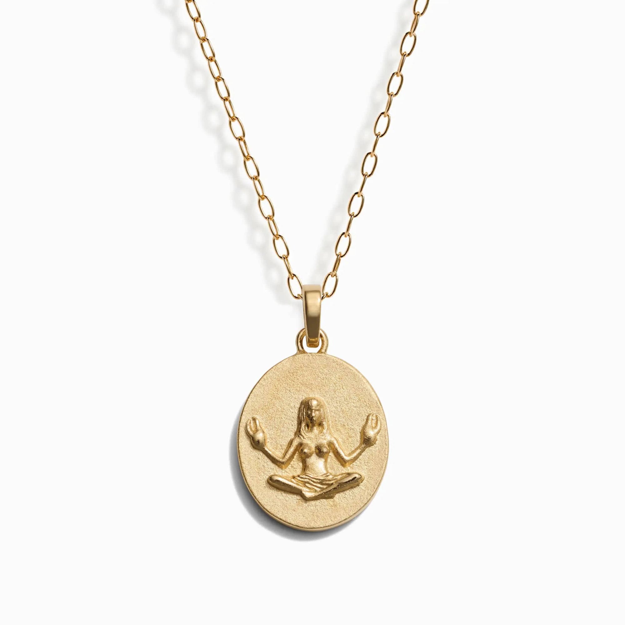 Zodiac Goddess Pendant + Mini Paperclip Chain | 14K Yellow Gold Vermeil