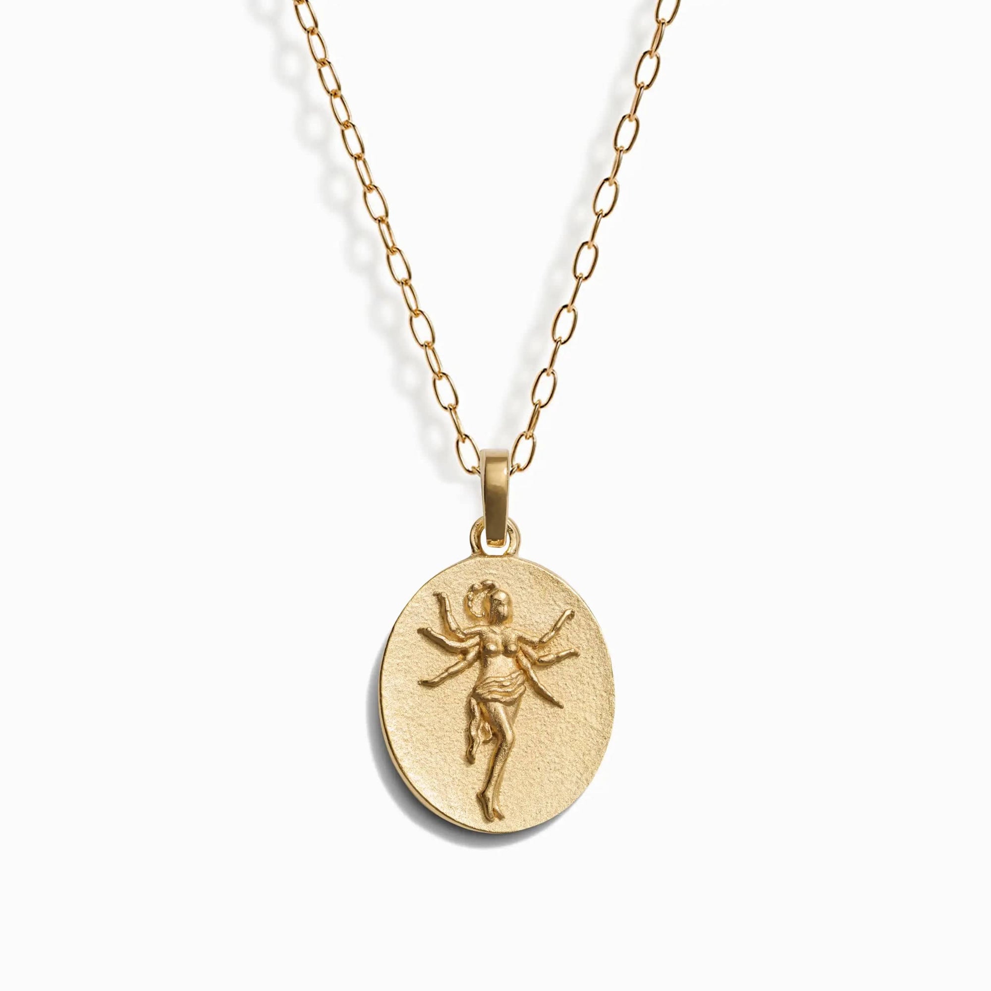 Zodiac Goddess Pendant + Mini Paperclip Chain | 14K Yellow Gold Vermeil