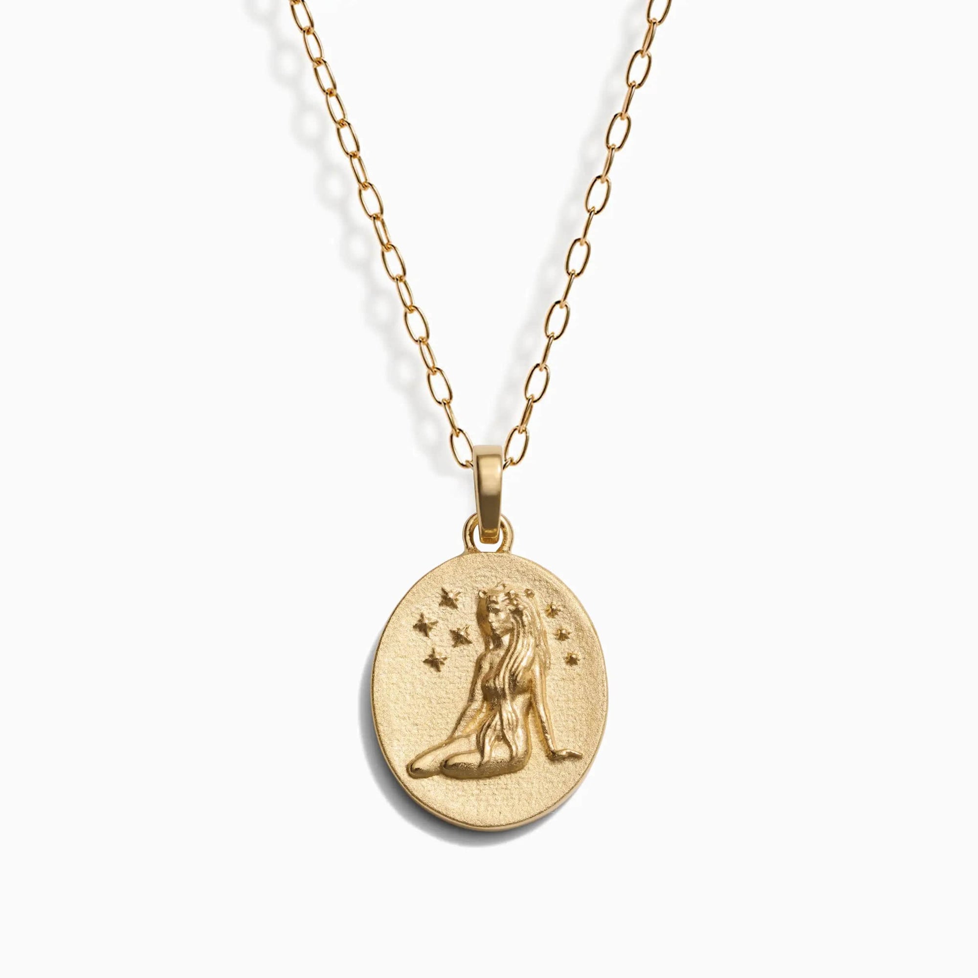 Zodiac Goddess Pendant + Mini Paperclip Chain | 14K Yellow Gold Vermeil