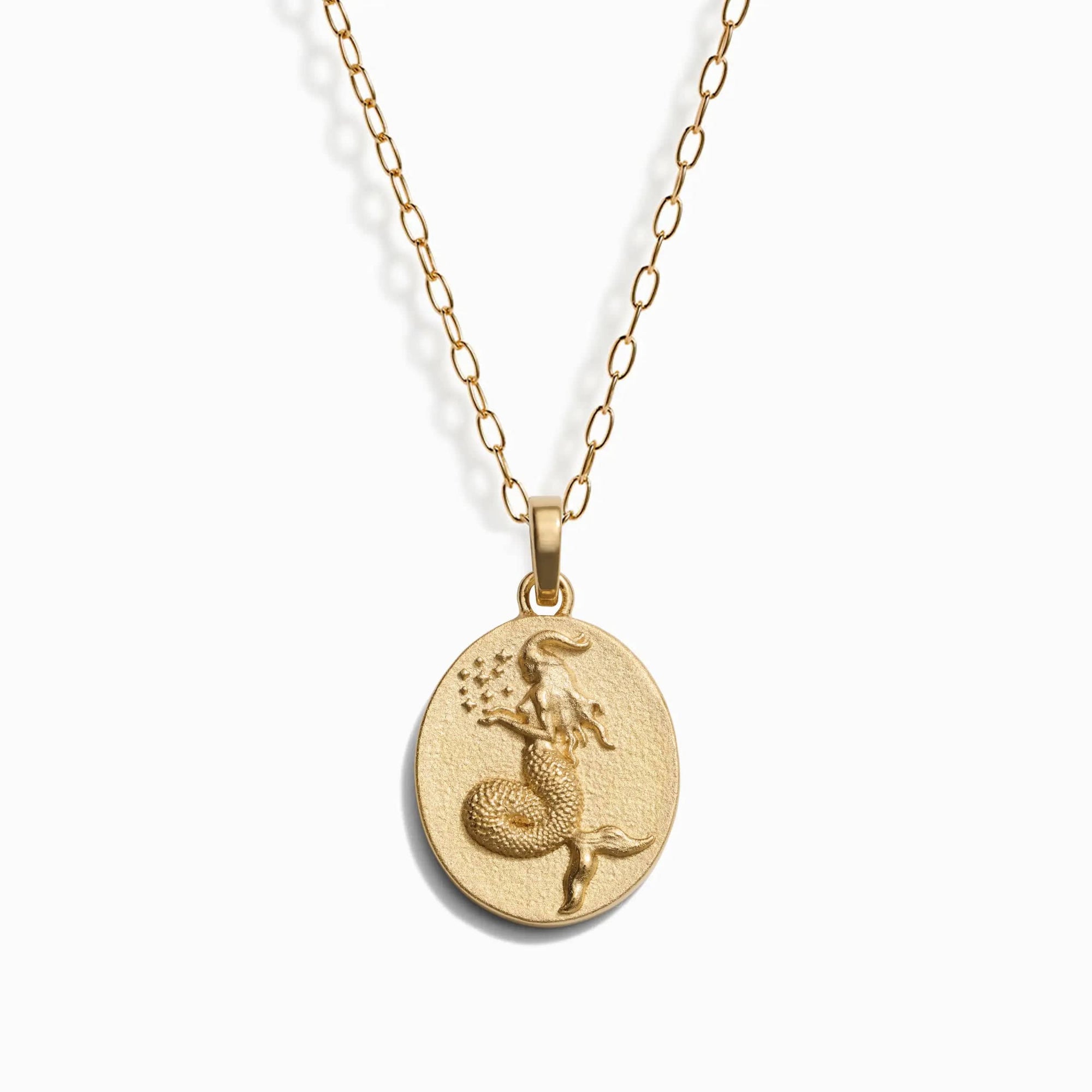 Zodiac Goddess Pendant + Mini Paperclip Chain | 14K Yellow Gold Vermeil