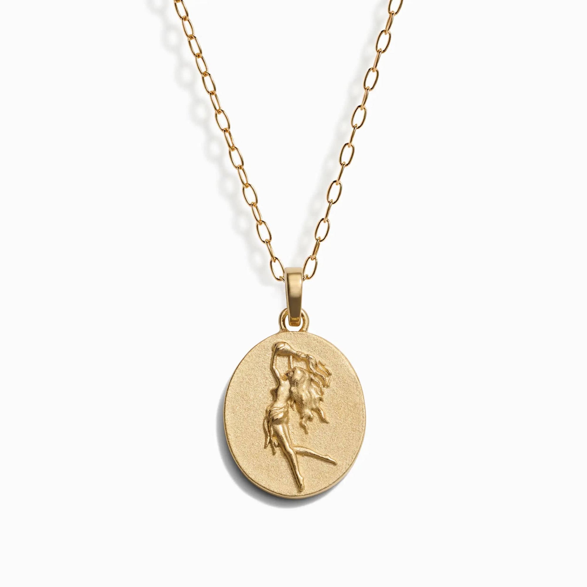 Zodiac Goddess Pendant + Mini Paperclip Chain | 14K Yellow Gold Vermeil