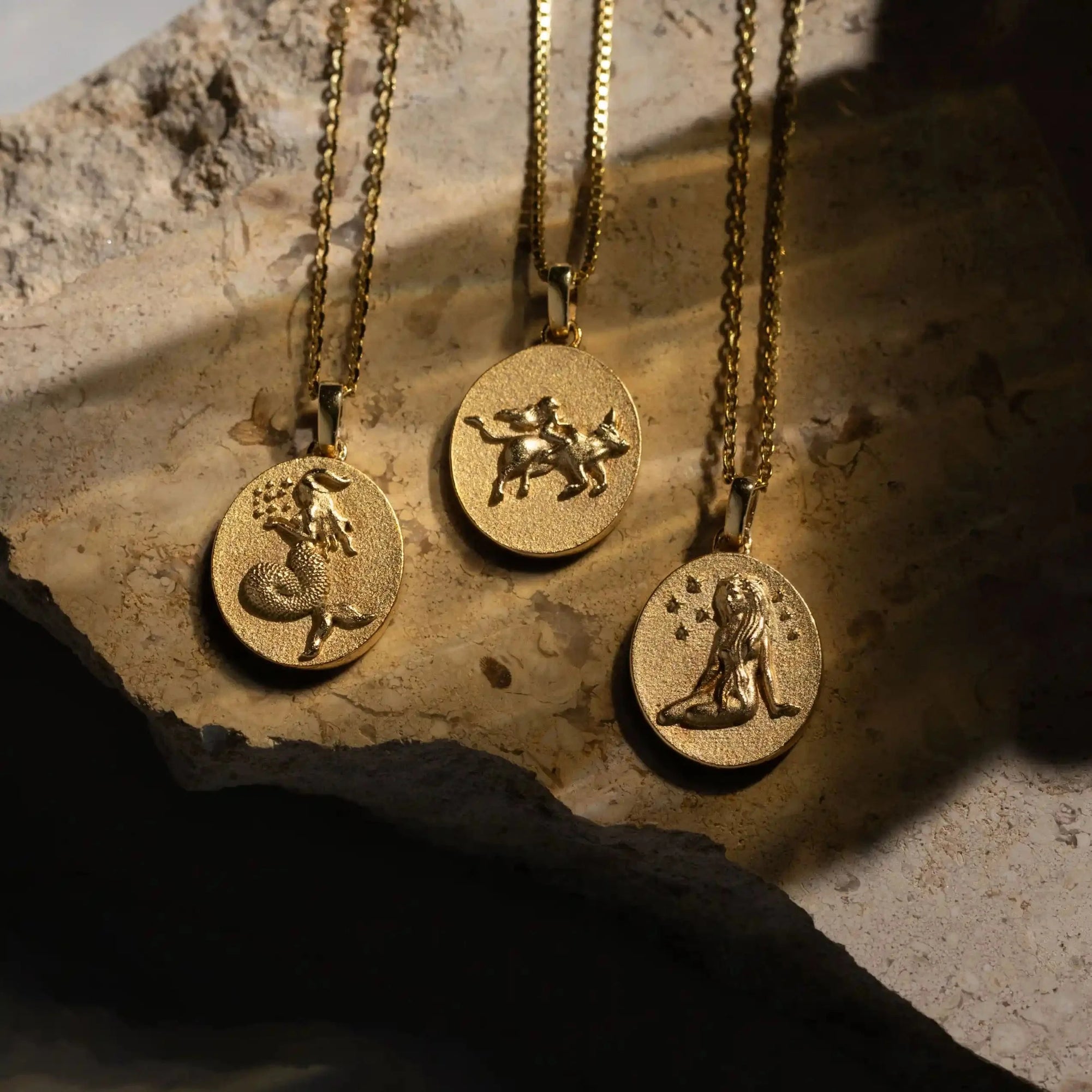 Zodiac Goddess Pendant + Mini Paperclip Chain | 14K Yellow Gold Vermeil