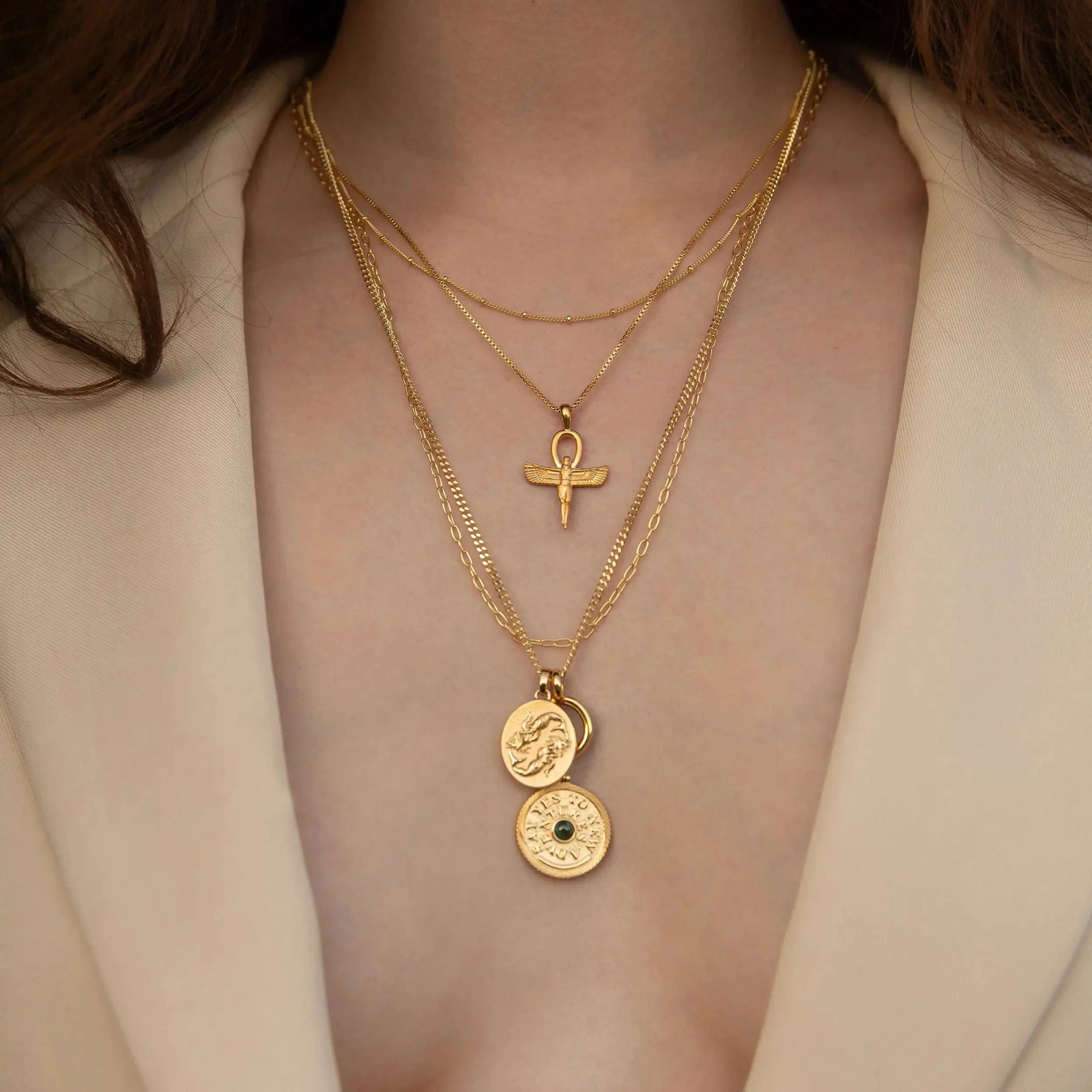 Zodiac Goddess Pendant + Mini Paperclip Chain | 14K Yellow Gold Vermeil