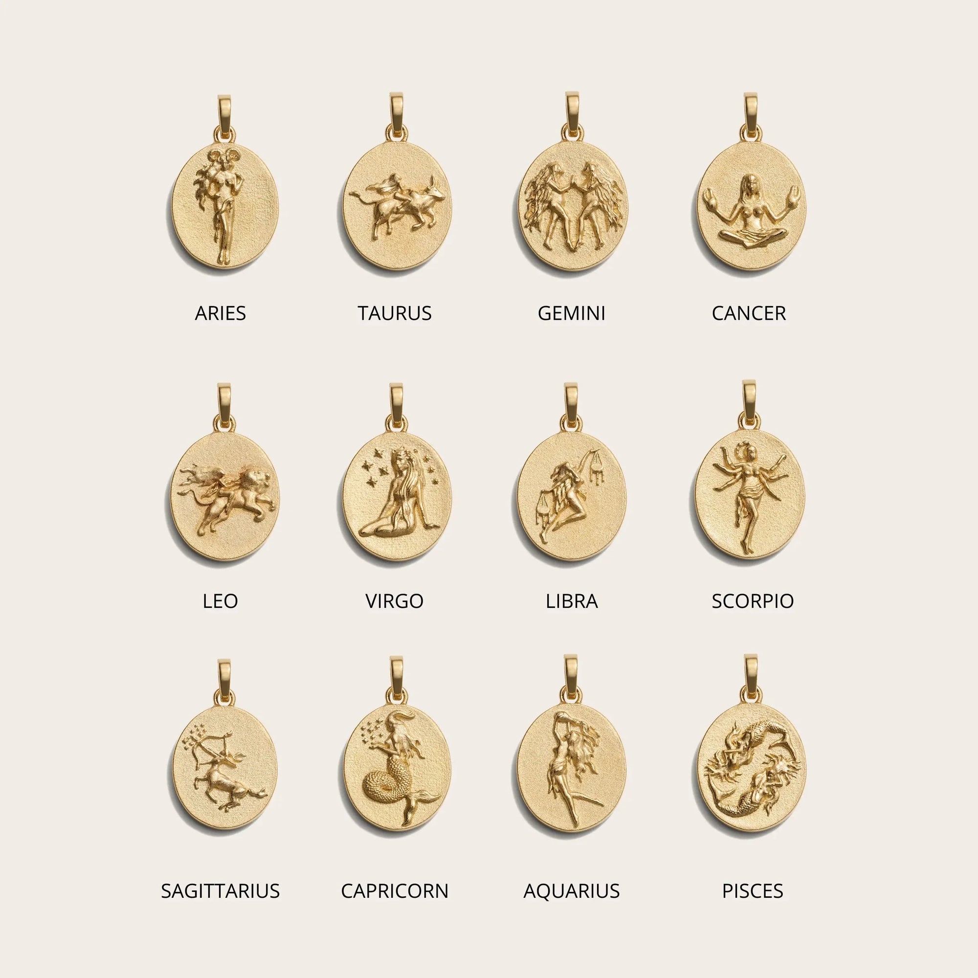 Zodiac Goddess Pendant + Mini Paperclip Chain | 14K Yellow Gold Vermeil