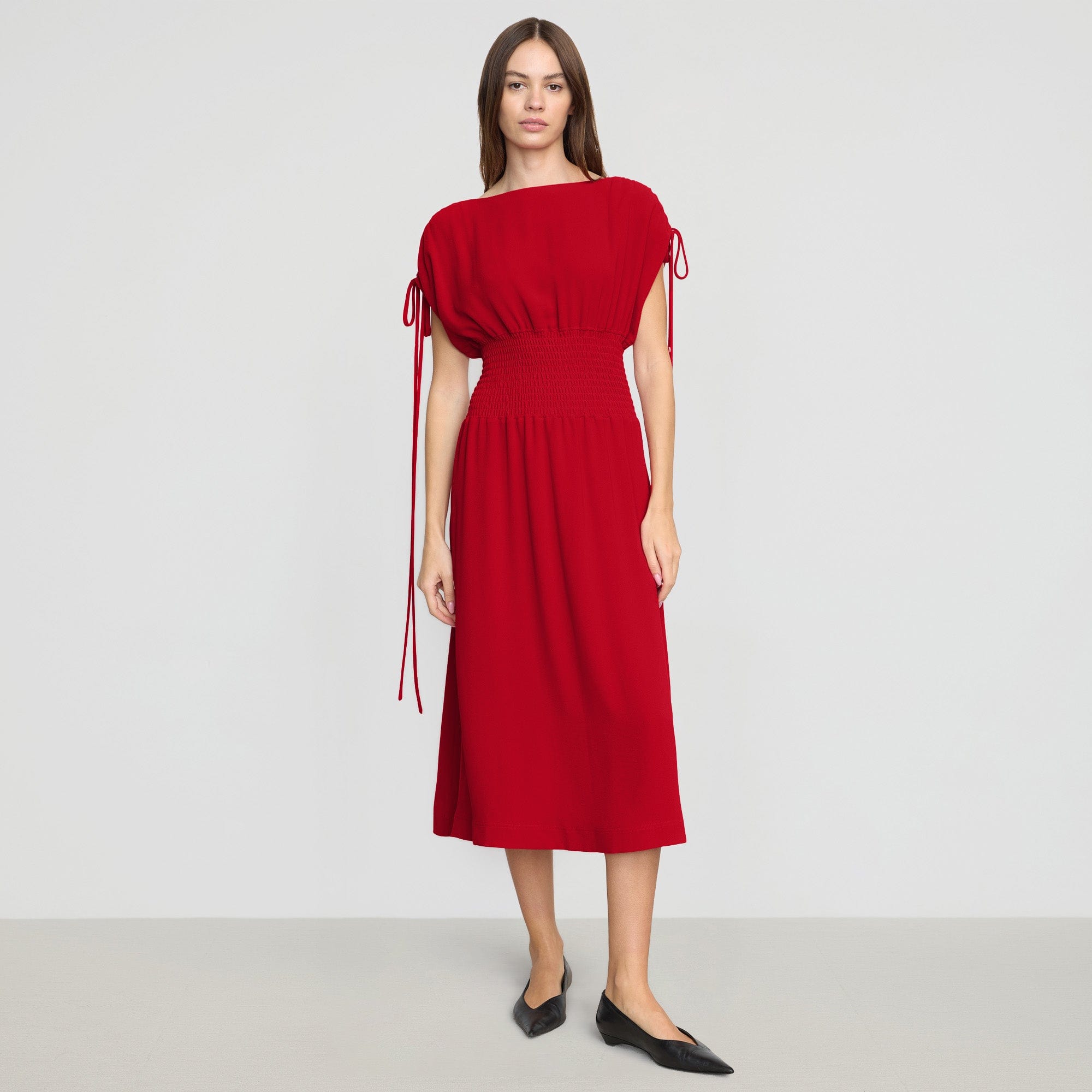Ayumi Gathered-Shoulder Dress | Lacquer