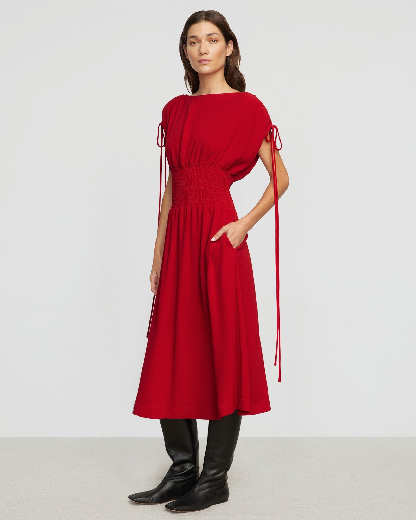 Renee | Ayumi Gathered-Shoulder Dress in Size Small